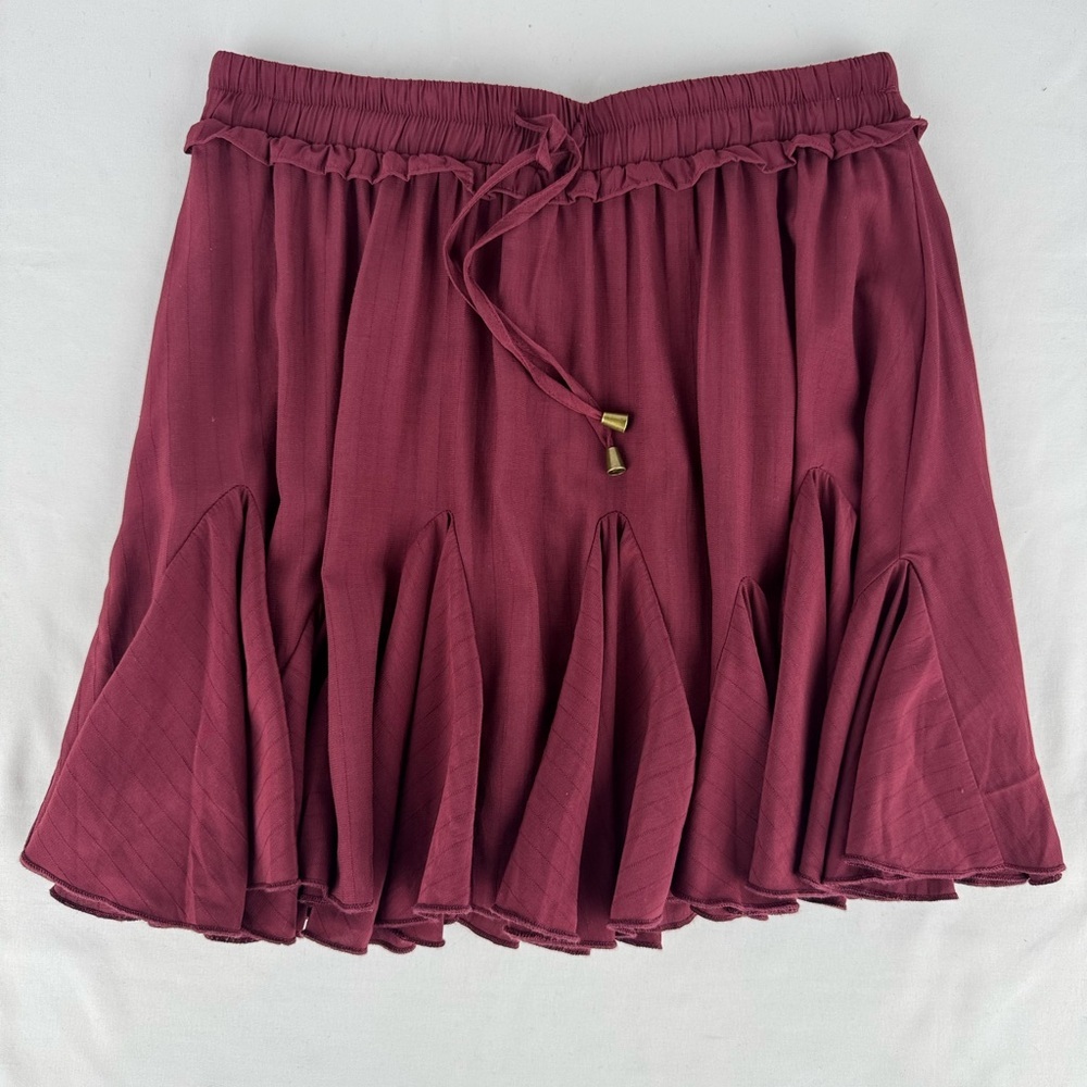 How Very Loved Maroon Fit and Flare Pull On Skirt
